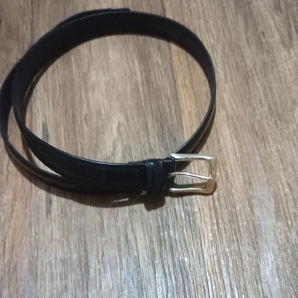 Men's Dockers Black Genuine Leather Belt With Silver Buckle Classic Vintage